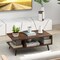 2-Tier Mid Century Modern Coffee Table with Storage and Open Compartments